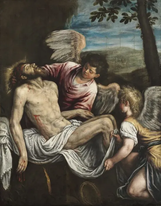 Framed Print : The Dead Christ with Angels, c. 1580. Creator: Leandro Bassano (Italian, 1557-1623) Framed Print : The Dead Christ with Angels, c. 1580. Creator: Leandro Bassano (Italian, 1557-1623)
