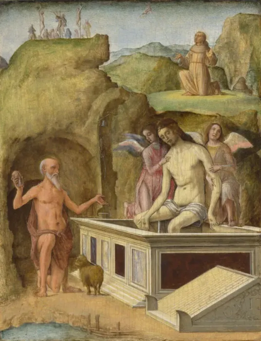 Framed Print : The Dead Christ, c. 1490. Artist: De Roberti, Ercole (c. 1450-1496) Framed Print : The Dead Christ, c. 1490. Artist: De Roberti, Ercole (c. 1450-1496)
