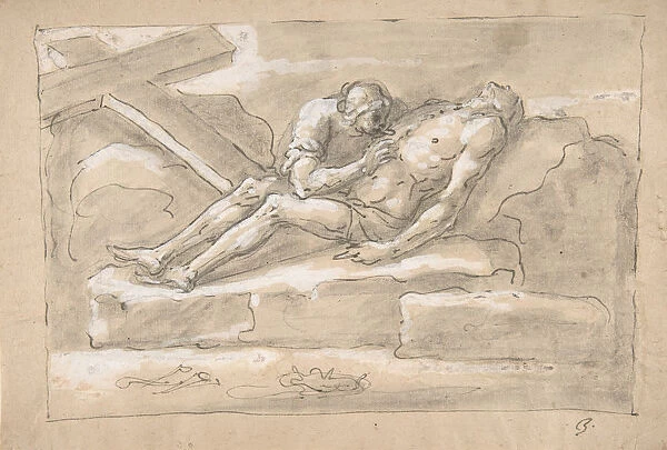 The Dead Christ Mourned by the Magdalen Who Venerates His Side Wound. 1787-1863