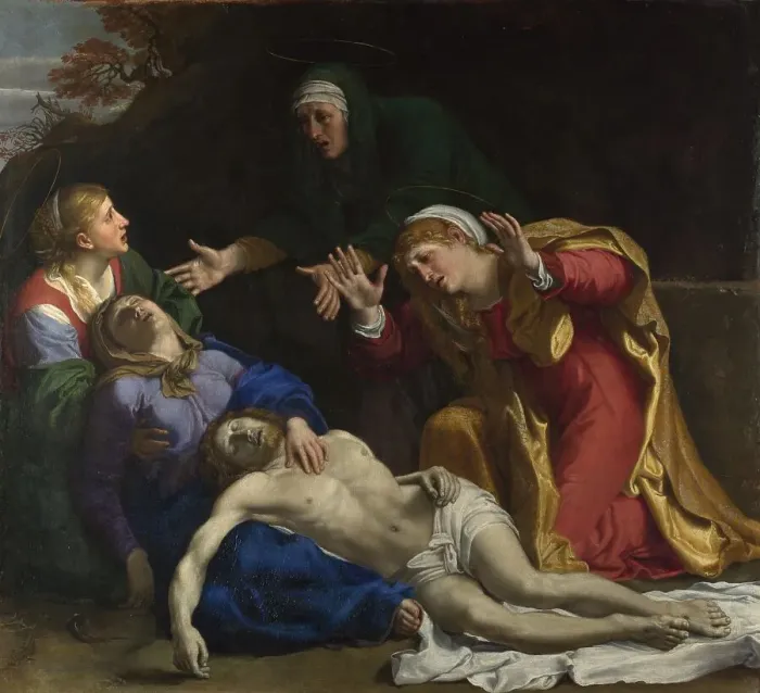 Framed Print : The Dead Christ Mourned (The Three Maries), ca 1604. Artist: Carracci, Annibale (1560-1609) Framed Print : The Dead Christ Mourned (The Three Maries), ca 1604. Artist: Carracci, Annibale (1560-1609)