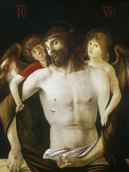 Framed Print : The Dead Christ Supported by Angels, 1465-1470. Artist: Giovanni Bellini Framed Print : The Dead Christ Supported by Angels, 1465-1470. Artist: Giovanni Bellini