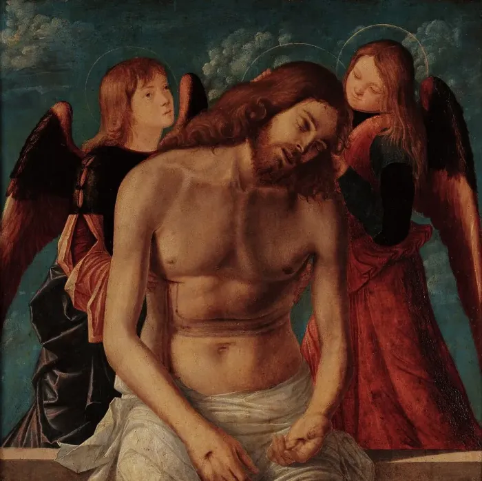 Framed Print : The Dead Christ supported by Two Angels, c1505-1510. Creator: Carpaccio, Vittore (1460-1526) Framed Print : The Dead Christ supported by Two Angels, c1505-1510. Creator: Carpaccio, Vittore (1460-1526)