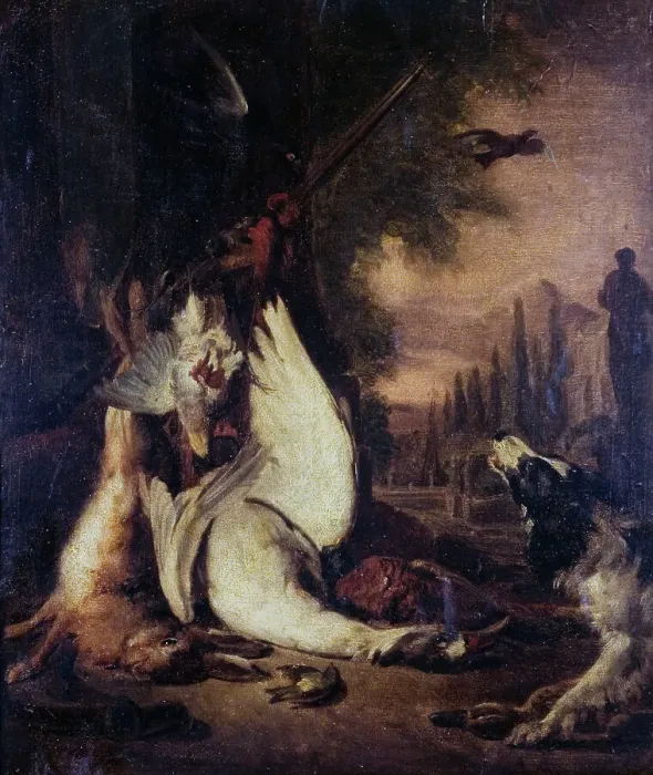 Framed Print : Dead game, between 1690 and 1715. Creator: Adriaen de Grijef Framed Print : Dead game, between 1690 and 1715. Creator: Adriaen de Grijef