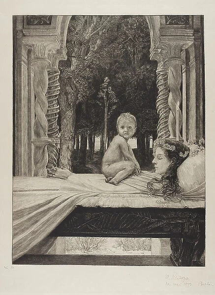 Dead Mother, plate ten from On Death, Part II, 1889. Creator: Max Klinger