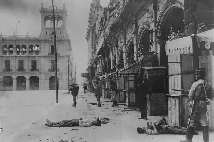 Framed Print : Dead in streets, Mexico City, between c1910 and c1915. Creator: Bain News Service Framed Print : Dead in streets, Mexico City, between c1910 and c1915. Creator: Bain News Service