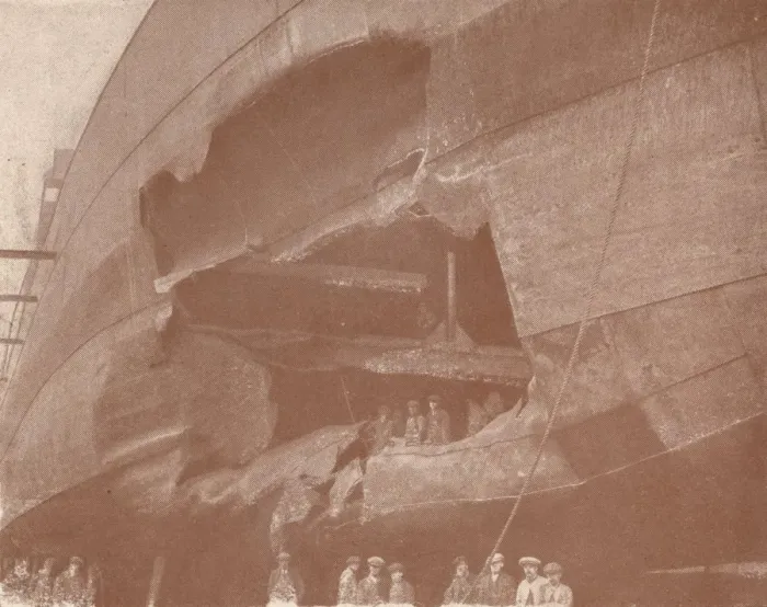 Framed Print : The deadly effect of a torpedo, c1917 (1919). Artist: FC Coleman Framed Print : The deadly effect of a torpedo, c1917 (1919). Artist: FC Coleman