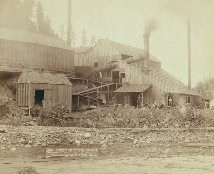 Framed Print : Deadwood and Delaware Smelter at Deadwood, SDak, 1890. Creator: John C. H. Grabill Framed Print : Deadwood and Delaware Smelter at Deadwood, SDak, 1890. Creator: John C. H. Grabill