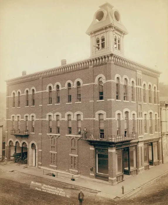 Framed Print : Deadwood's pride The elegant City Hall, 1890. Creator: John C. H. Grabill Framed Print : Deadwood's pride The elegant City Hall, 1890. Creator: John C. H. Grabill