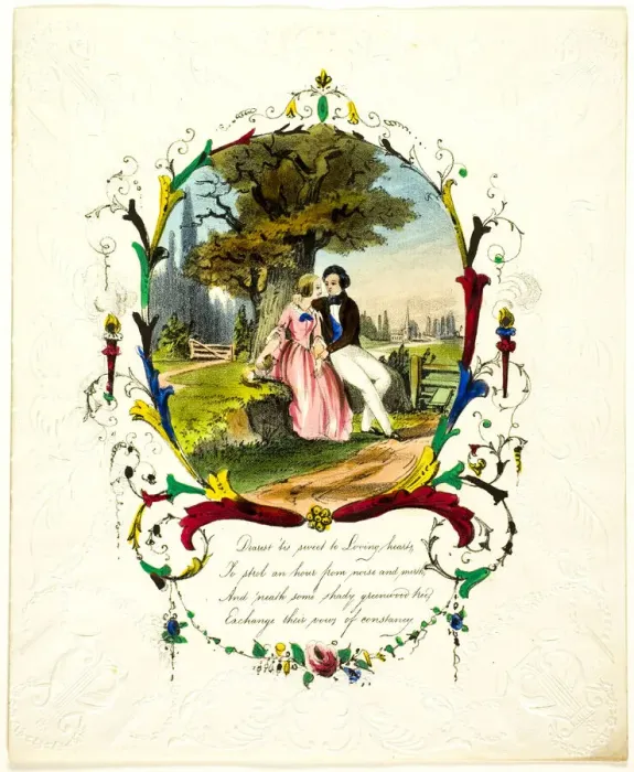 Framed Print : Dearest Tis Sweet to Loving Hearts (valentine), 1840 / 60. Creator: George Kershaw Framed Print : Dearest Tis Sweet to Loving Hearts (valentine), 1840 / 60. Creator: George Kershaw