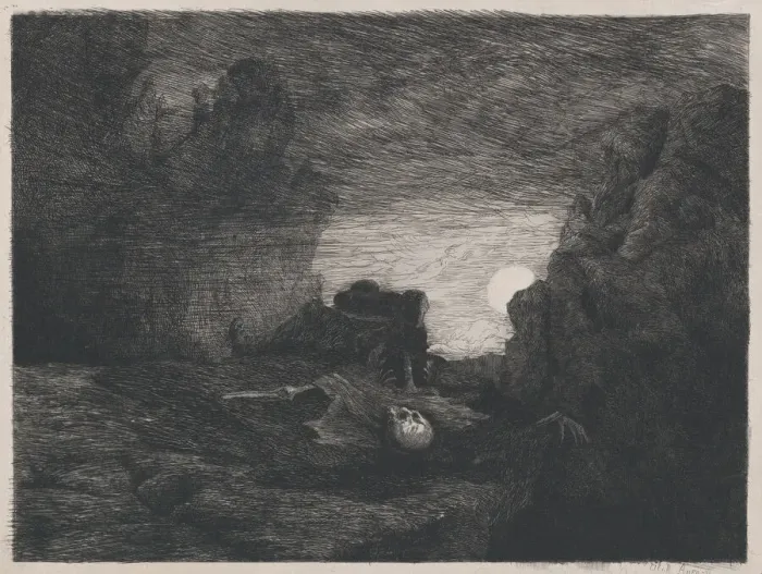 Framed Print : Death, 19th century. Creator: Alphonse Edouard Enguerand Aufray de Roc Bhian Framed Print : Death, 19th century. Creator: Alphonse Edouard Enguerand Aufray de Roc Bhian