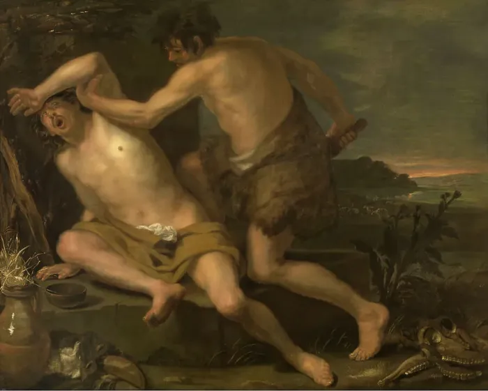 Framed Print : The Death of Abel, 17th century. Creator: Anon Framed Print : The Death of Abel, 17th century. Creator: Anon