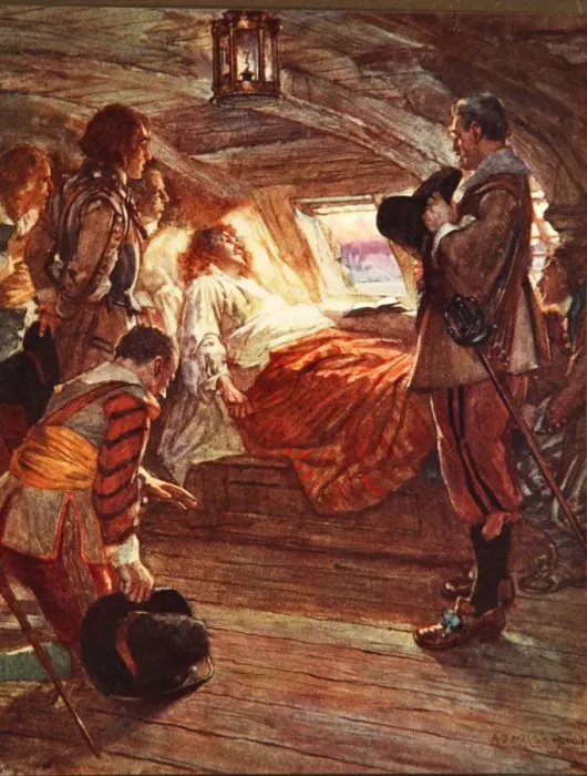 Framed Print : The Death of Admiral Blake (1599-1657) illustration from Drakes Drum and Other Songs of the Sea Framed Print : The Death of Admiral Blake (1599-1657) illustration from Drakes Drum and Other Songs of the Sea