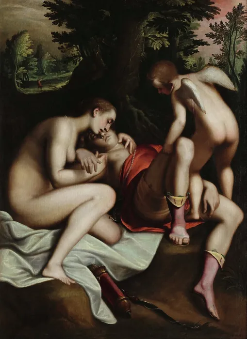 Framed Print : Death of Adonis, before 1585. Creator: Cambiaso (Cambiasi), Luca (1527-1585) Framed Print : Death of Adonis, before 1585. Creator: Cambiaso (Cambiasi), Luca (1527-1585)