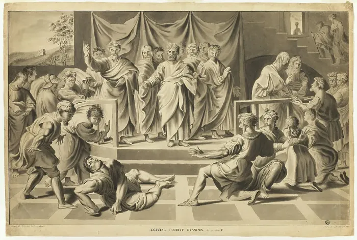 Framed Print : Death of Ananias, 1795. Creator: John Constable Framed Print : Death of Ananias, 1795. Creator: John Constable