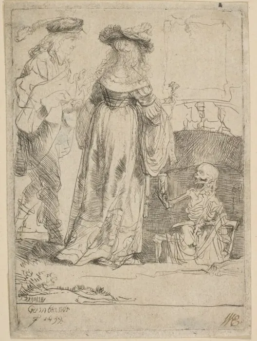 Framed Print : Death Appearing to a Wedded Couple from an Open Grave, 1639 Framed Print : Death Appearing to a Wedded Couple from an Open Grave, 1639