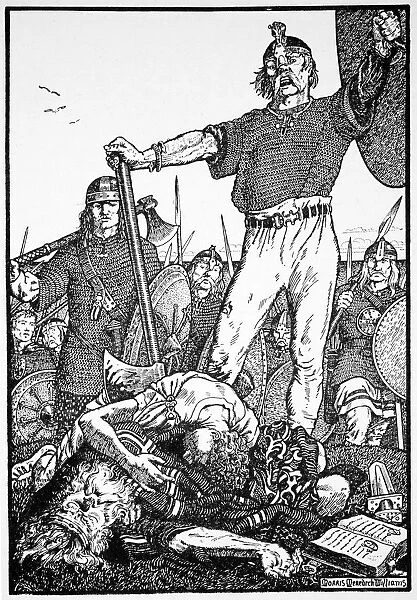 Death of Brian Boru at the Battle of Clontarf, Ireland, 1014 (1913)
