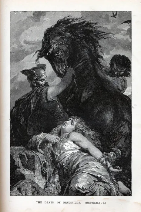Framed Print : The Death of Brunhilde, (Brunehaut), 1882. Artist: Anonymous Framed Print : The Death of Brunhilde, (Brunehaut), 1882. Artist: Anonymous