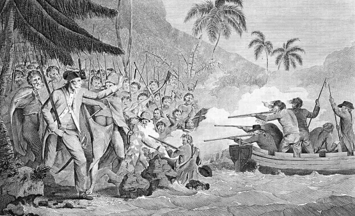 Framed Print : The Death of Captain James Cook on February 14, 1779, 1784. Artist: Anonymous Framed Print : The Death of Captain James Cook on February 14, 1779, 1784. Artist: Anonymous