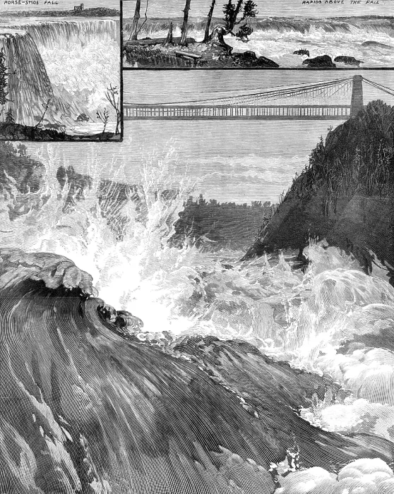 Framed Print : The Death of Captain Webb: the Whirlpool Rapids, Niagara, 1883. Creator: Unknown Framed Print : The Death of Captain Webb: the Whirlpool Rapids, Niagara, 1883. Creator: Unknown