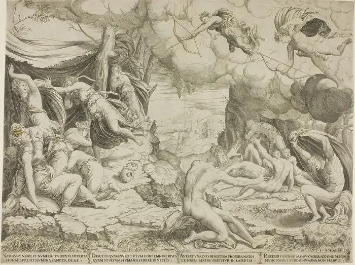 Framed Print : The Death of the Children of Niobe, 1541. Creators: Unknown, Antonio Salamanca Framed Print : The Death of the Children of Niobe, 1541. Creators: Unknown, Antonio Salamanca