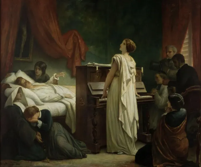 Framed Print : The Death of Chopin, 1885. Creator: Barrias, Félix-Joseph (1822-1907) Framed Print : The Death of Chopin, 1885. Creator: Barrias, Félix-Joseph (1822-1907)