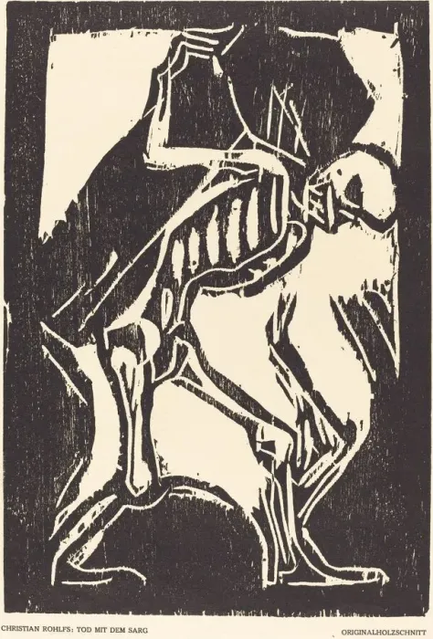 Framed Print : Death with a Coffin, c. 1917. Creator: Christian Rohlfs Framed Print : Death with a Coffin, c. 1917. Creator: Christian Rohlfs