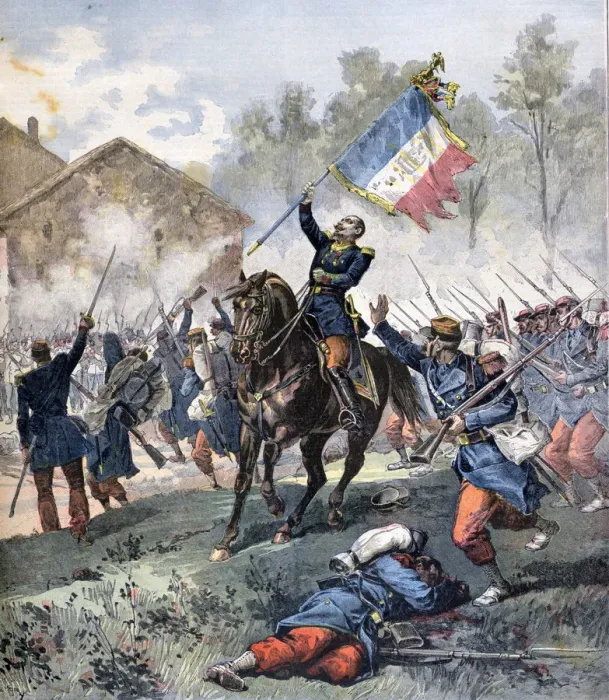 Framed Print : Death of Colonel Malleville, Battle of Solferino, 24th June 1859, (1891). Artist: Henri Meyer