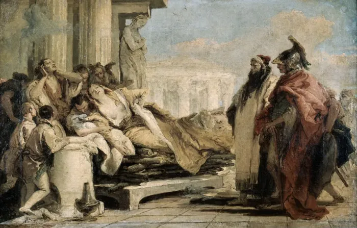 Framed Print : Death of the Dido, 1757. Artist: Giovanni Battista Tiepolo Framed Print : Death of the Dido, 1757. Artist: Giovanni Battista Tiepolo
