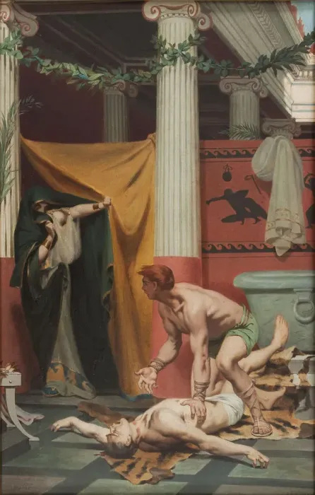 Framed Print : The Death of the Emperor Commodus. Artist: Pelez, Fernand (1848-1913) Framed Print : The Death of the Emperor Commodus. Artist: Pelez, Fernand (1848-1913)