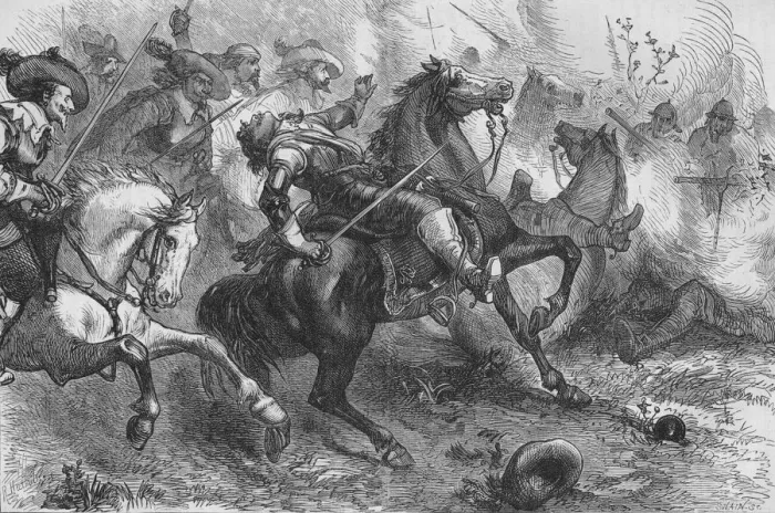 Framed Print : Death of Falkland, at Newbury, 20 September 1643, (c1880) Framed Print : Death of Falkland, at Newbury, 20 September 1643, (c1880)