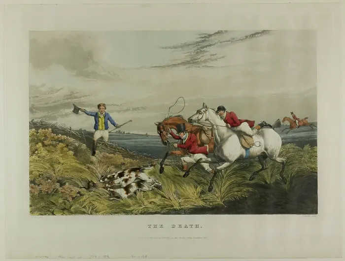Framed Print : The Death, from Fox Hunting, 1828. Creator: Charles Bentley Framed Print : The Death, from Fox Hunting, 1828. Creator: Charles Bentley