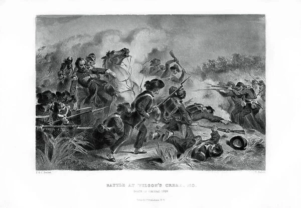 Death of General Lyon, Battle of Wilsons Creek, Missouri, 10 August 1861, (1862-1867). Artist: V Balch