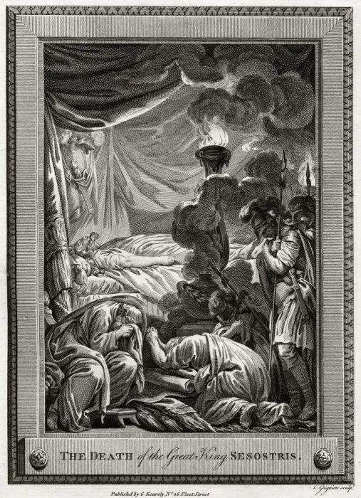 Framed Print : The Death of the Great King Sesostris, Ancient Egypt, (1775). Artist: Charles Grignion Framed Print : The Death of the Great King Sesostris, Ancient Egypt, (1775). Artist: Charles Grignion