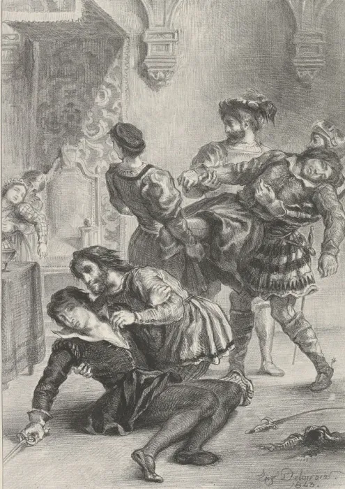 Framed Print : The Death of Hamlet, 1843. 1843. Creator: Eugene Delacroix Framed Print : The Death of Hamlet, 1843. 1843. Creator: Eugene Delacroix