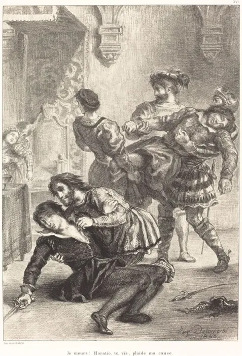 Framed Print : The Death of Hamlet (Act V, Scene II), 1843. Creator: Eugene Delacroix Framed Print : The Death of Hamlet (Act V, Scene II), 1843. Creator: Eugene Delacroix