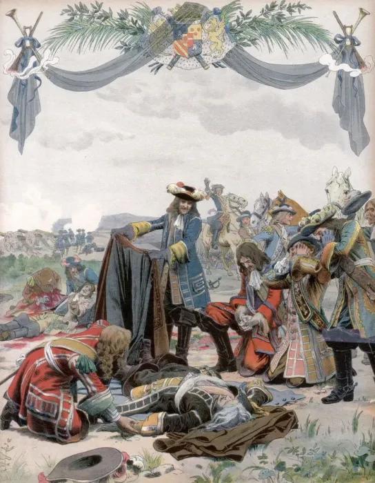 Framed Print : Death of Henri, Vicomte de Turenne, French soldier, 1675 (c1871-1940). Artist: Maurice Leloir Framed Print : Death of Henri, Vicomte de Turenne, French soldier, 1675 (c1871-1940). Artist: Maurice Leloir