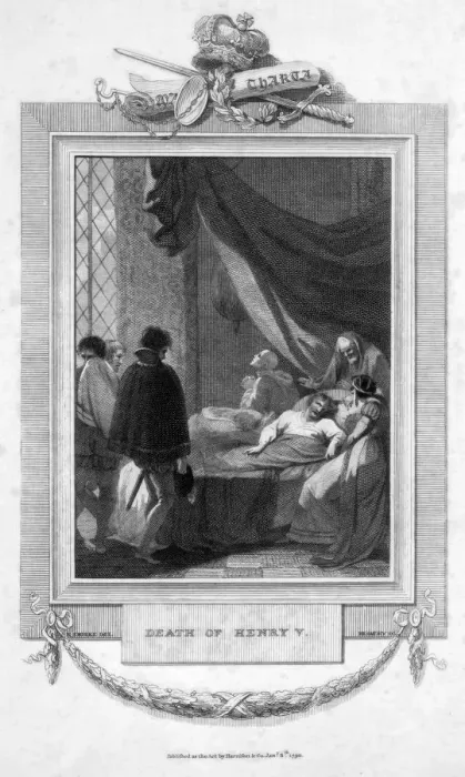 Framed Print : Death of Henry V, 1422 (1790). Artist: Bromley Framed Print : Death of Henry V, 1422 (1790). Artist: Bromley