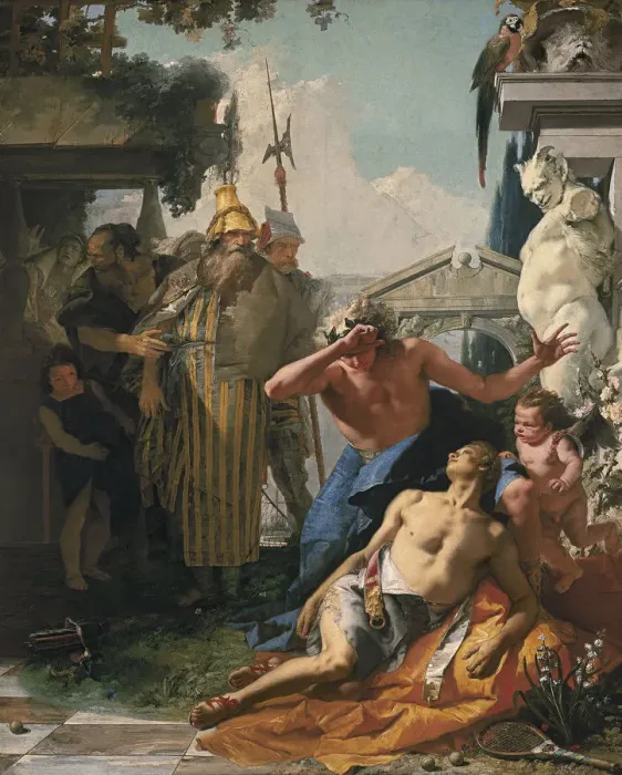Framed Print : The Death of Hyacinthus, c. 1753. Artist: Tiepolo, Giambattista (1696-1770)