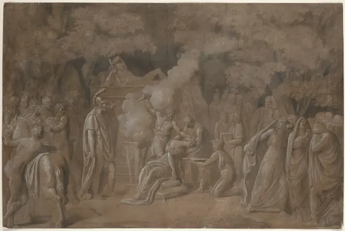 Framed Print : Death of Iphigenia (?), possibly c. 1758 / 1759. Creator: Benjamin West Framed Print : Death of Iphigenia (?), possibly c. 1758 / 1759. Creator: Benjamin West