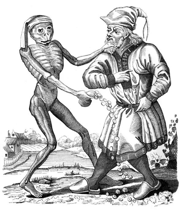 Framed Print : Death and the Jew, 17th century (1849). Artist: Mathieu Marian Framed Print : Death and the Jew, 17th century (1849). Artist: Mathieu Marian
