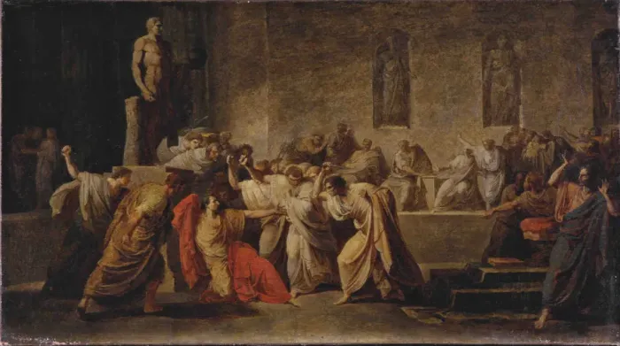 Framed Print : The Death of Julius Caesar. Artist: Camuccini, Vincenzo (1771-1844) Framed Print : The Death of Julius Caesar. Artist: Camuccini, Vincenzo (1771-1844)