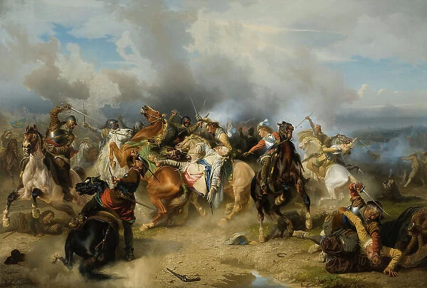 Death of King Gustav II Adolf of Sweden at the Battle of Lützen, 1855. Creator: Carl Wahlbom
