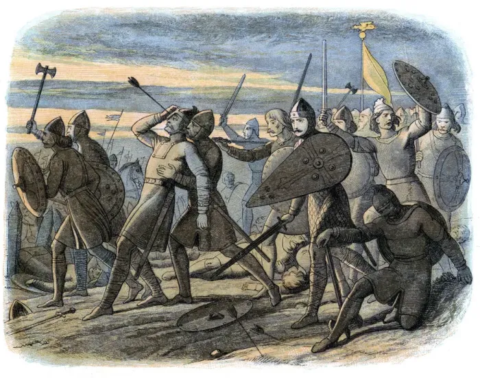 Framed Print : Death of King Harold, Battle of Hastings, 1066 (1864). Artist: James William Edmund Doyle Framed Print : Death of King Harold, Battle of Hastings, 1066 (1864). Artist: James William Edmund Doyle