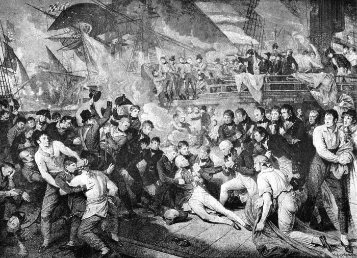 Framed Print : The Death of Lord Nelson in the Moment of Victory, October 21, 1805... 1891. Creator: Benjamin West Framed Print : The Death of Lord Nelson in the Moment of Victory, October 21, 1805... 1891. Creator: Benjamin West