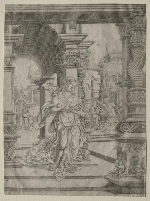 Framed Print : Death of Lucretia. Creator: Frans Crabbe van Esplegem (Flemish, c. 1480-1552) Framed Print : Death of Lucretia. Creator: Frans Crabbe van Esplegem (Flemish, c. 1480-1552)