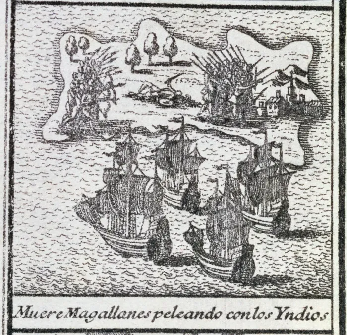 Framed Print : Death of Magellan to intervene in the fight between natives in one of the islands