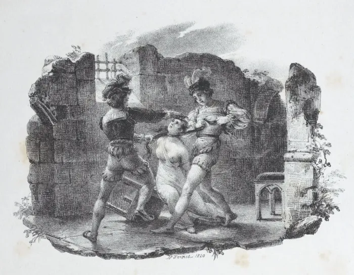 Framed Print : Death of Margaret of Burgundy Strangled in Prison, 1820. Creator: Emile Jean-Horace Vernet Framed Print : Death of Margaret of Burgundy Strangled in Prison, 1820. Creator: Emile Jean-Horace Vernet