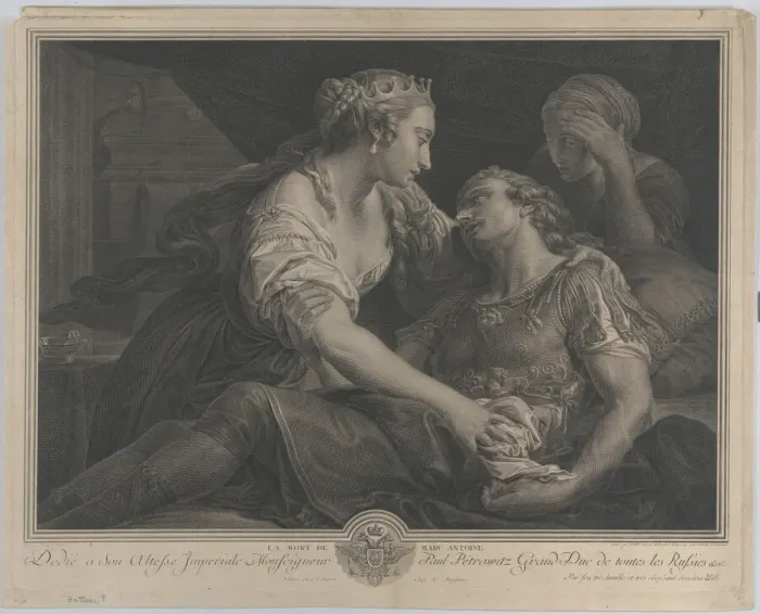 Framed Print : The Death of Mark Antony with Cleopatra at left, 1778. Creator: Johann Georg Wille Framed Print : The Death of Mark Antony with Cleopatra at left, 1778. Creator: Johann Georg Wille