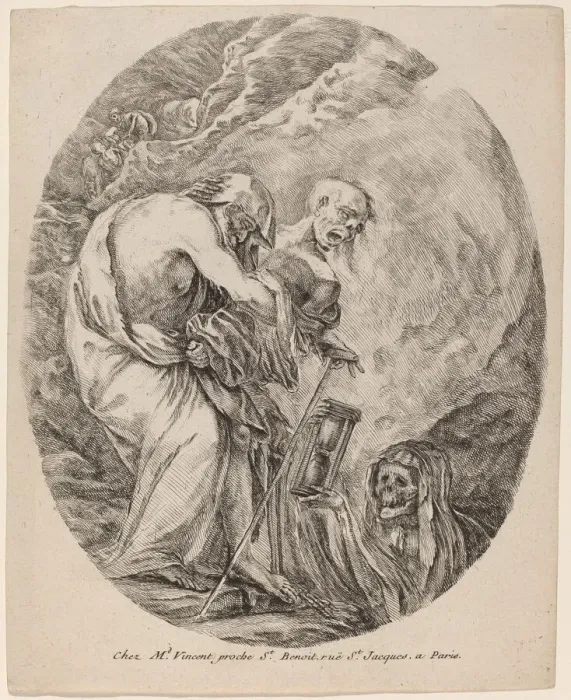 Framed Print : Death with an Old Man, probably 1648. Creator: Stefano della Bella Framed Print : Death with an Old Man, probably 1648. Creator: Stefano della Bella