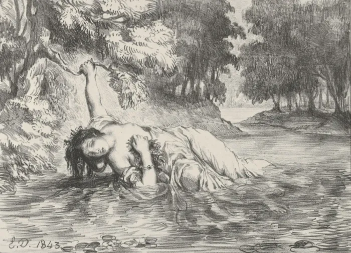Framed Print : The Death of Ophelia, 1843. 1843. Creator: Eugene Delacroix Framed Print : The Death of Ophelia, 1843. 1843. Creator: Eugene Delacroix